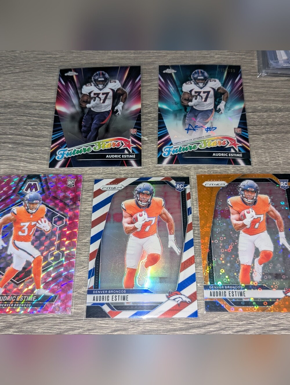 Panini Audric Estime Football Card Lot - Orange, Blue, White